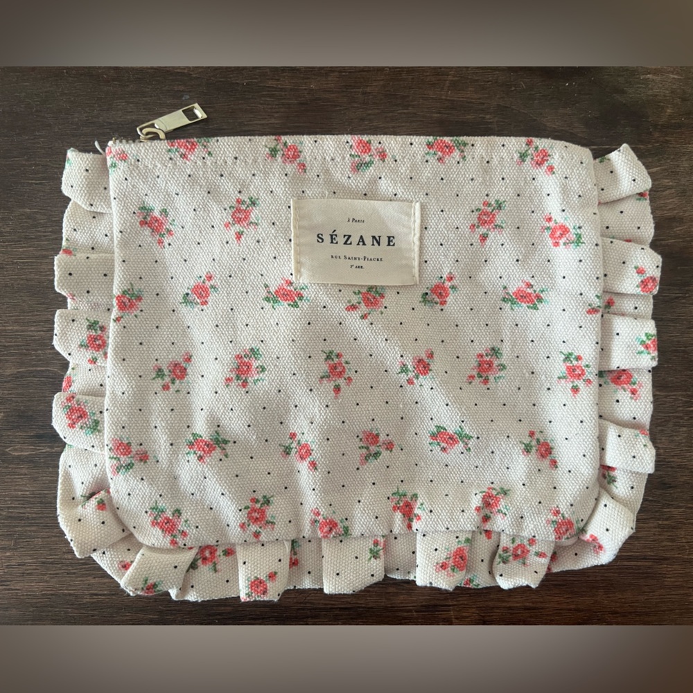 Sézane Floral Ruffled Pouch